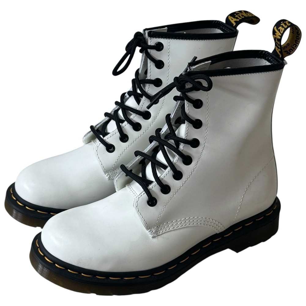 Dr. Marten's Patent Leather White 1460 Lace‎ Up Boots Capsule Grunge Rocker 8 - Picture 2 of 9